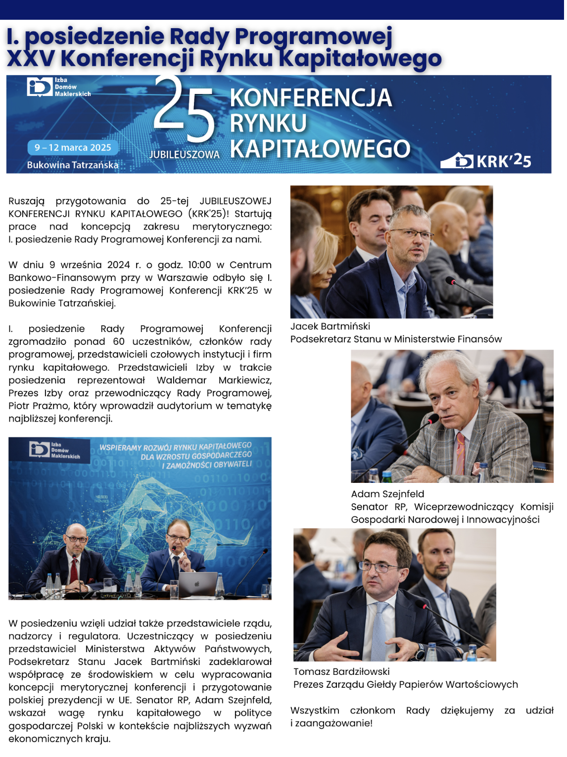 I. Posiedzenie Rady Programowej XXV Konferencji Rynku Kapitałowego, strona 1