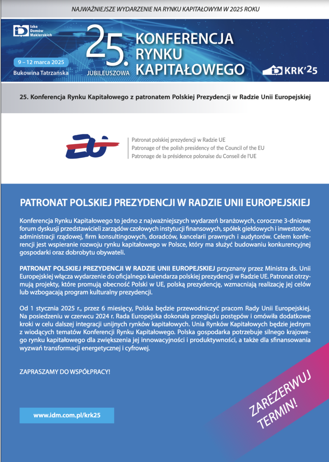 25. Konferencja Rynku Kapitałowego z patronatem Polskiej Prezydencji w Radzie Unii Europejskiej