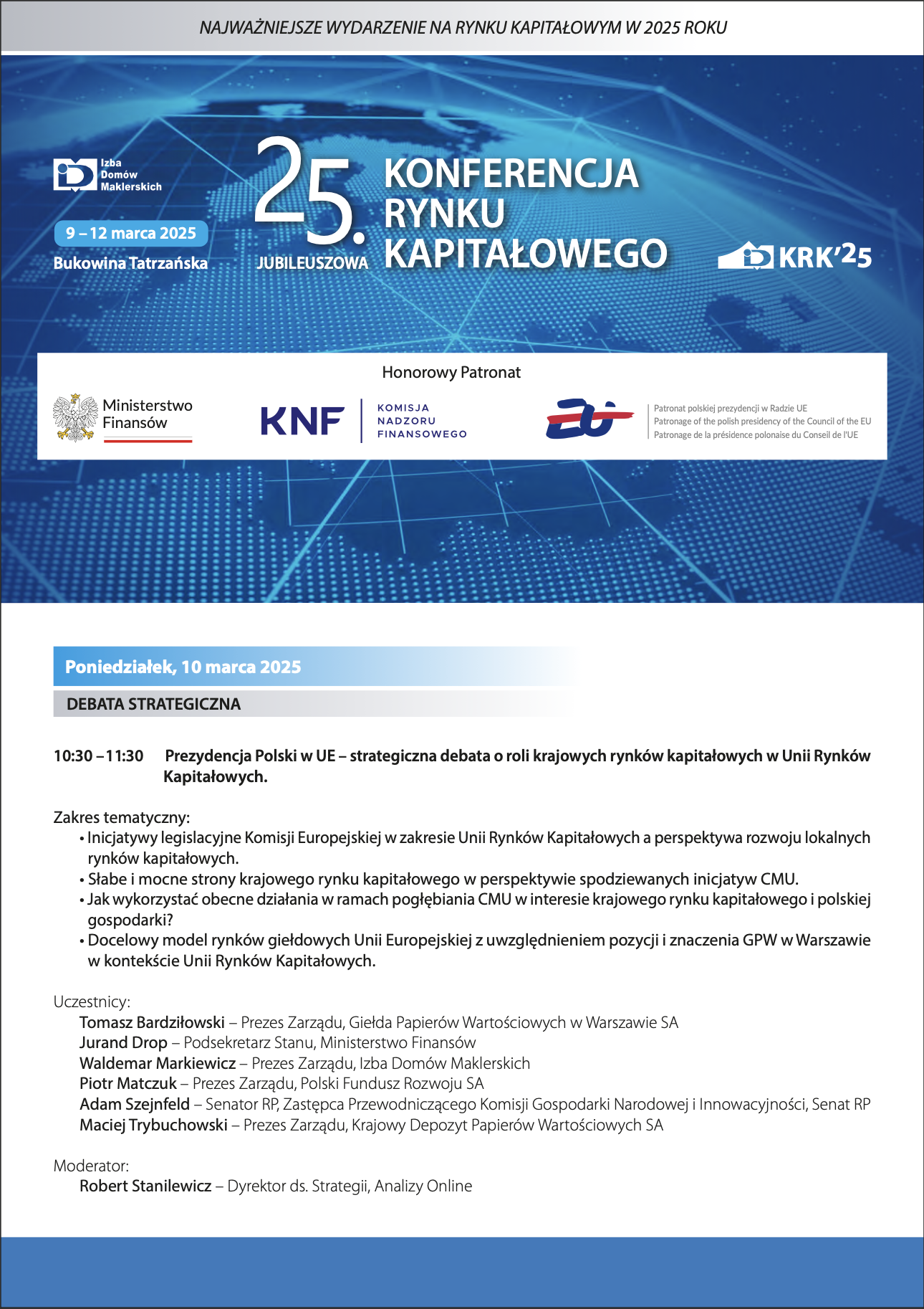 Zwiastun Debaty Strategicznej podczas 25. Konferencji Rynków Kapitałowych