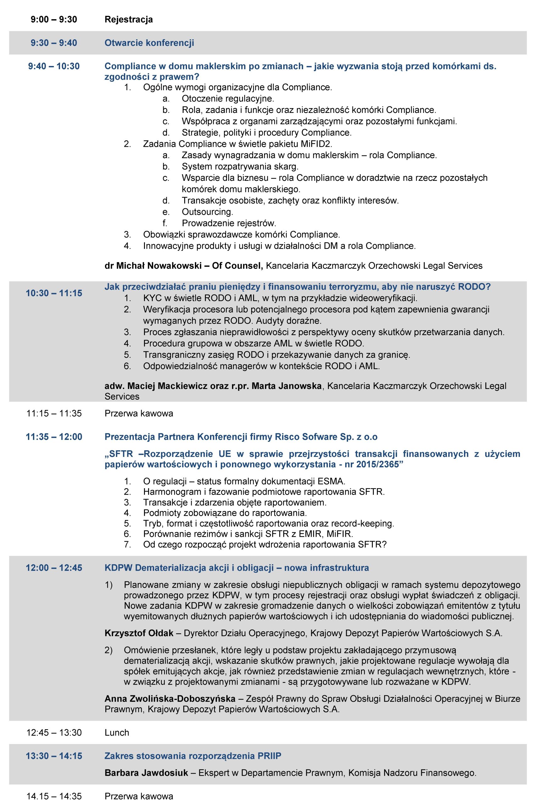 181107 Program Konferencji Compliance Izby Domw Maklerskich na strone Strona 1